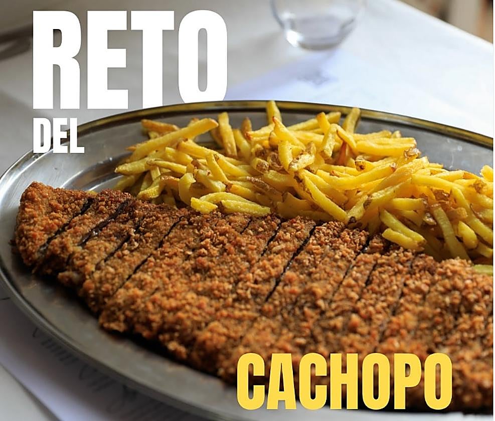 El cartel que anuncia el reto del cachopo de un restaunrante en Otura.