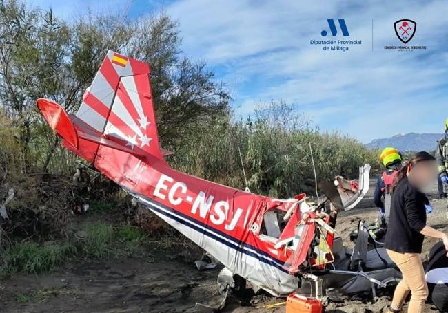 Estado en el que quedó la avioneta tras el accidente.