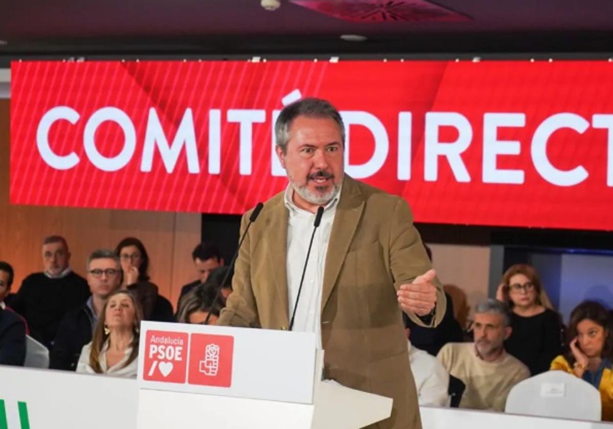 Juan Espadas, durante su intervención ante el Comité Director del PSOE-A.