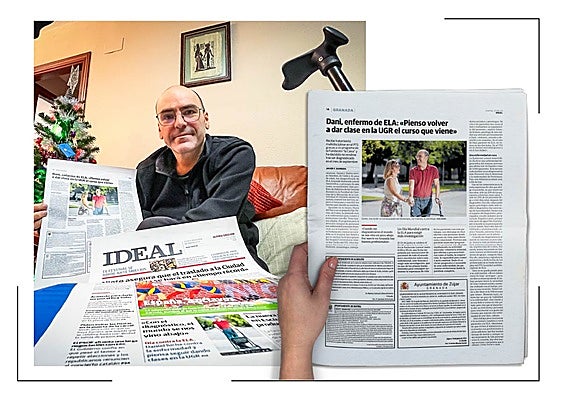 Daniel muestra las páginas de IDEALen las que ha contado la evolución de su vida.