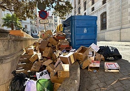 Restos de basura, en un lateral de la Diputación.