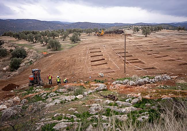 Trabajadores realizando prospecciones sobre el terreno.