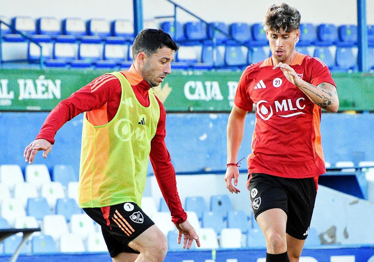 Hugo Díaz y Santi Müller entrenando a la vuelta de navidades en Linarejos.