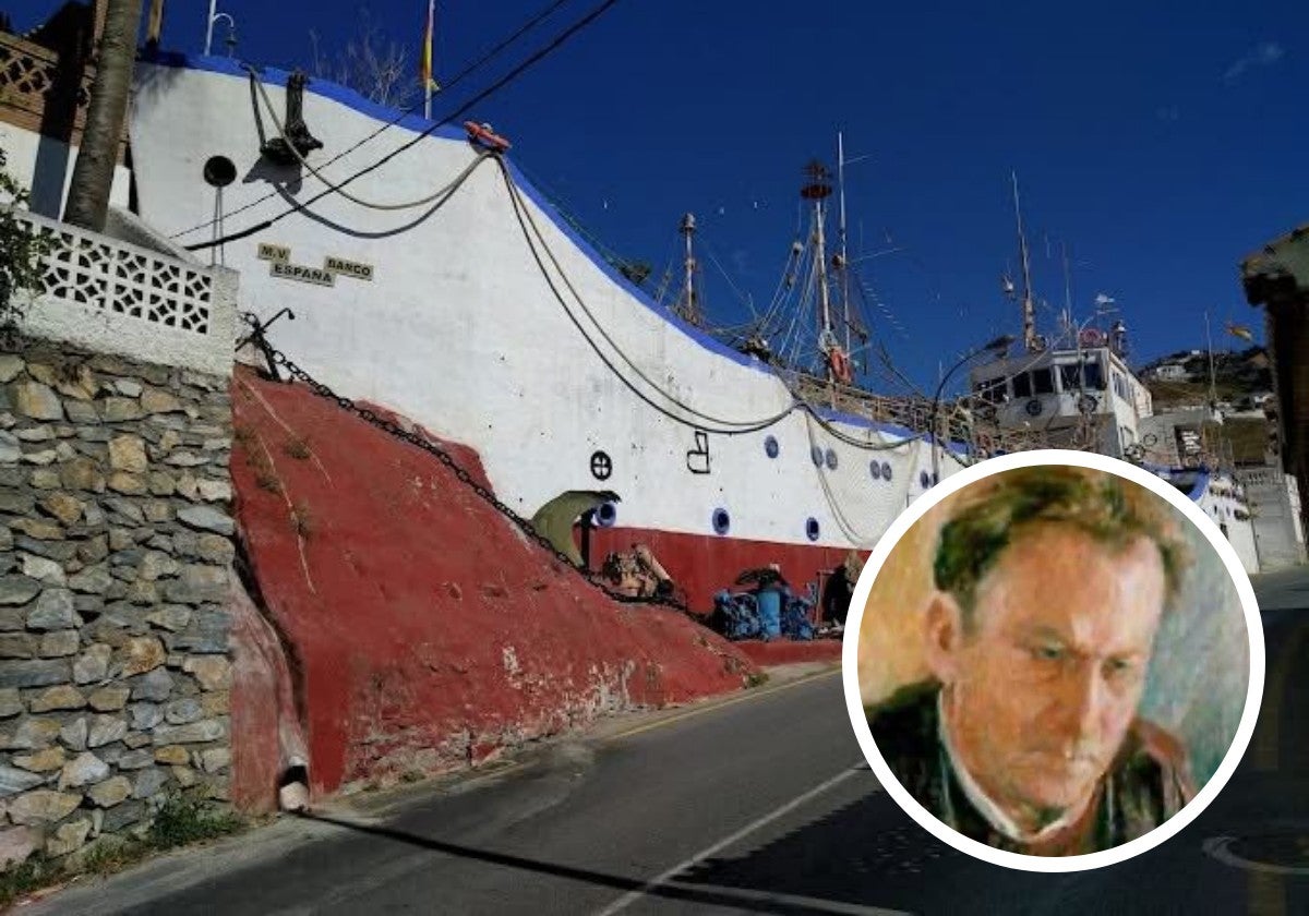 José María Pérez Ruiz y su barco en Almuñécar.