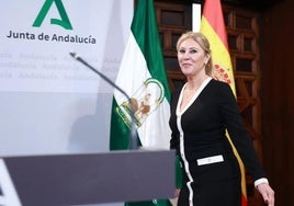 Carolina España, este martes tras el Consejo de Gobierno.