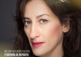 Cartel con la nominación de Amada Santos en los Premios Carmen.