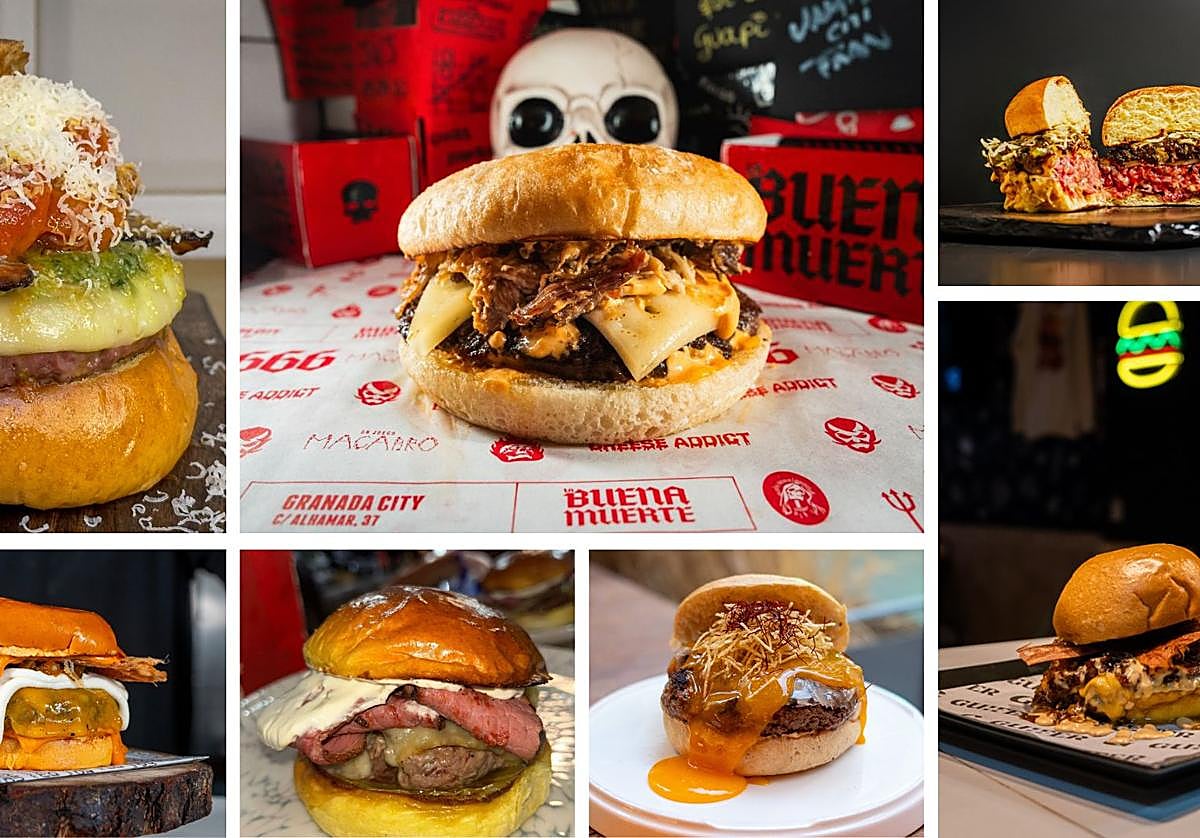 Algunas de las hamburguesas de Granada que participan en el concurso.