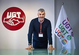 El líder de UGT Andalucía, Óskar Martín, en Granada, donde los días 18 y 19 de febrero participará en el congreso del sindicato.