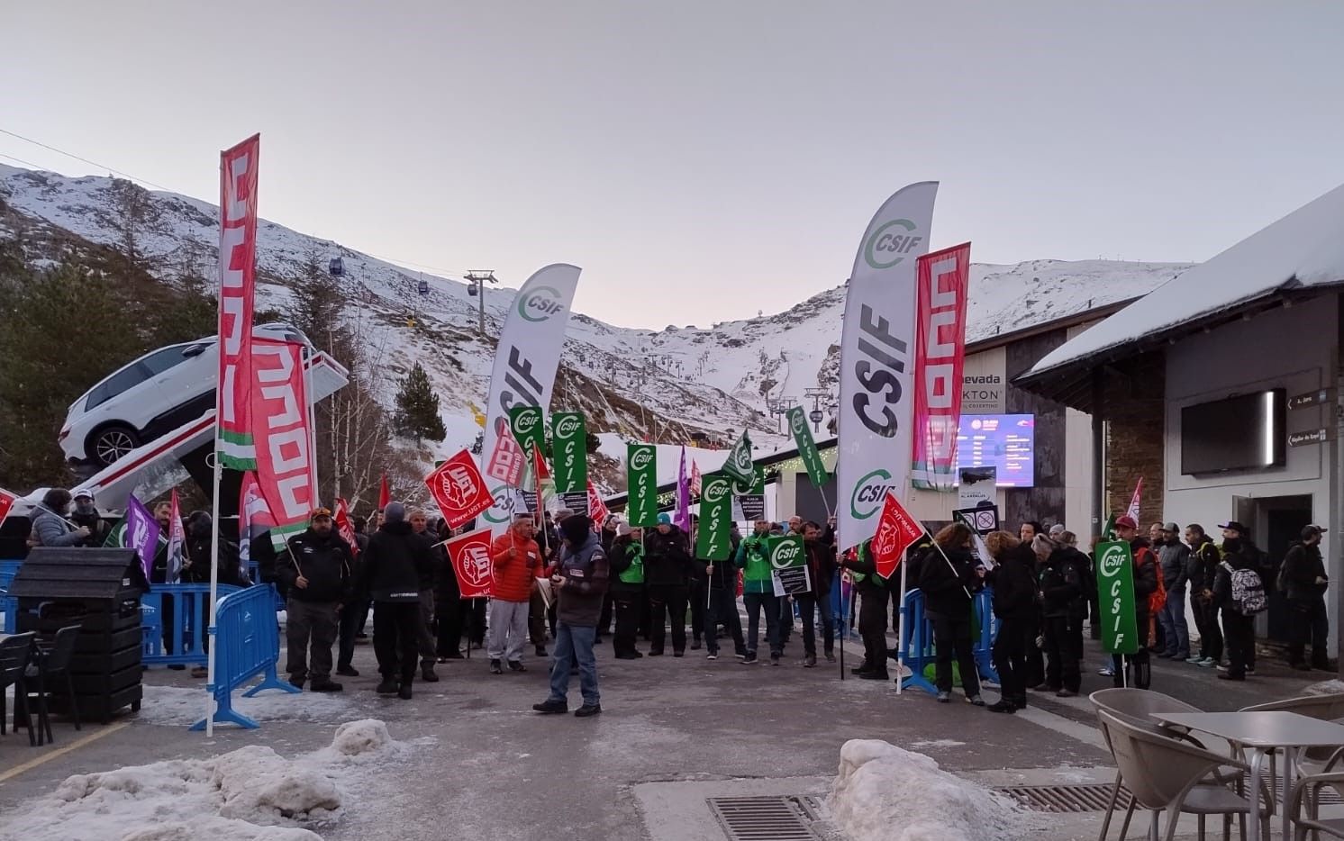 Protestas de los sindicatos, en los primeros días de febrero, para exigir mejoras laborales.