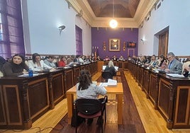 La corporación municipal durante el debate del pleno de febrero.