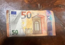 Uno de los billetes falsos introducidos en íllora el año pasado.