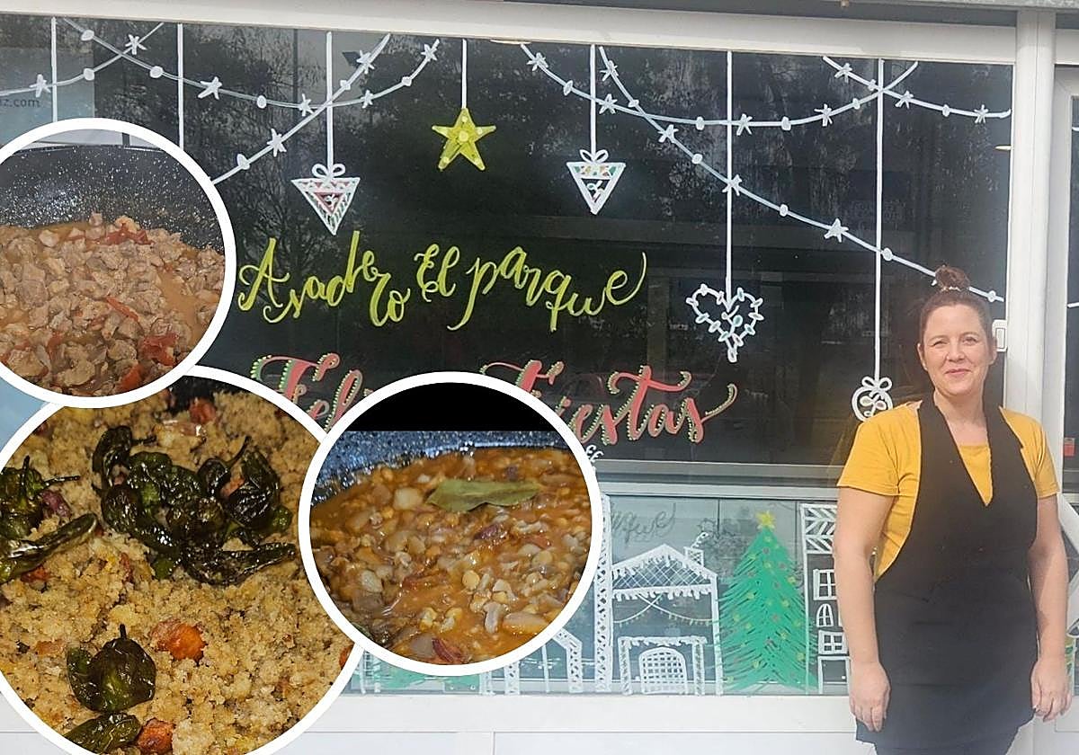 Rosa Morcillo en la entrada de su asadero de Albolote.