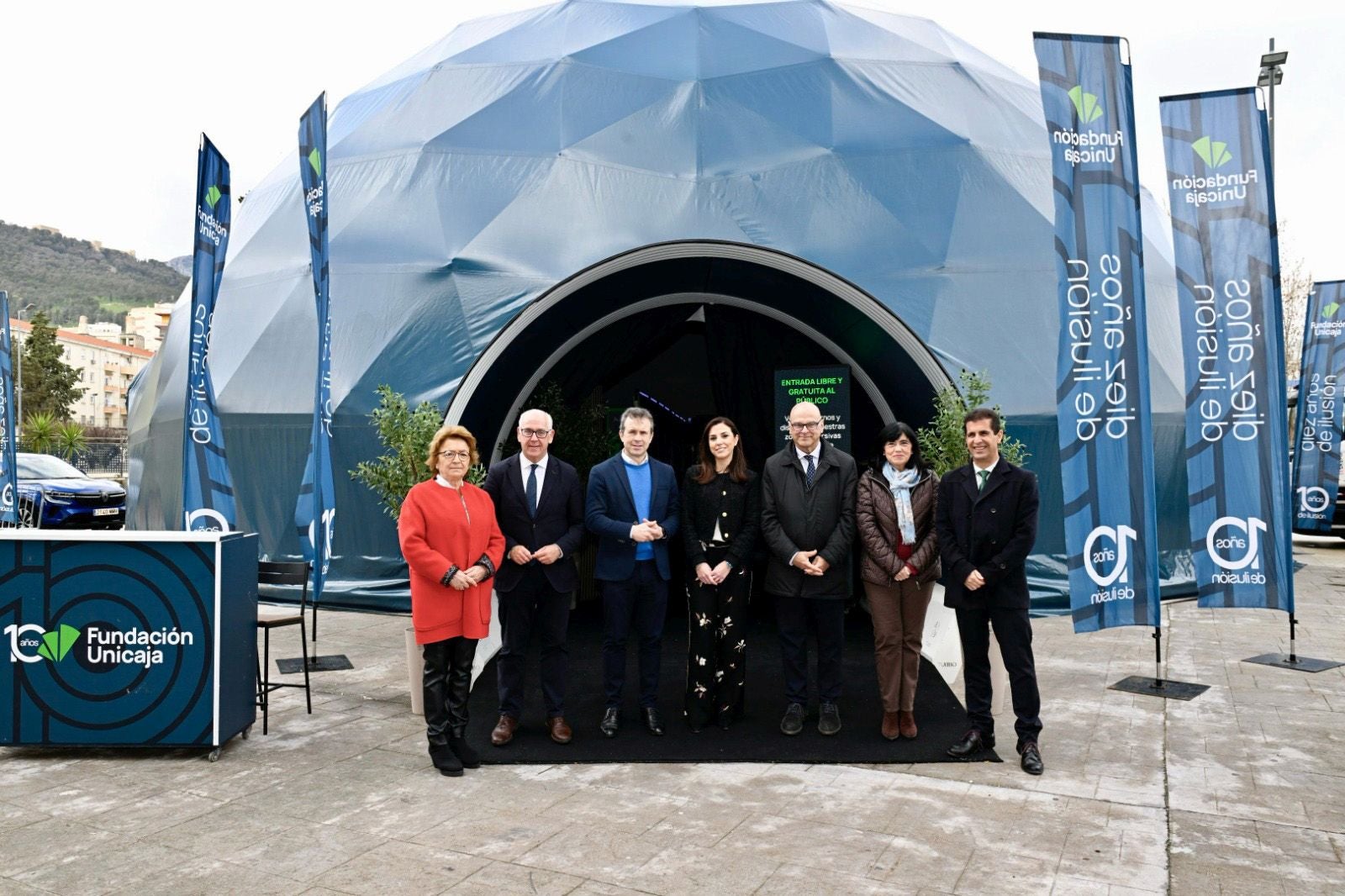 Autoridades, en la inauguración del Espacio Fundación Unicaja.