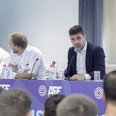 David Aganzo, presidente de AFE, en mitad de una comparecencia.