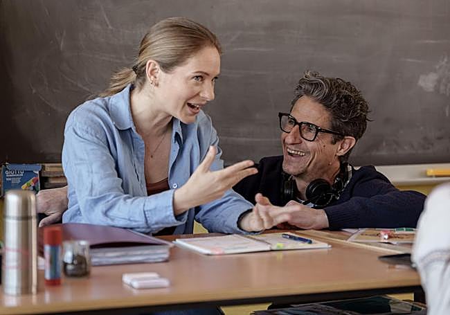 En el rodaje de Machos alfa.