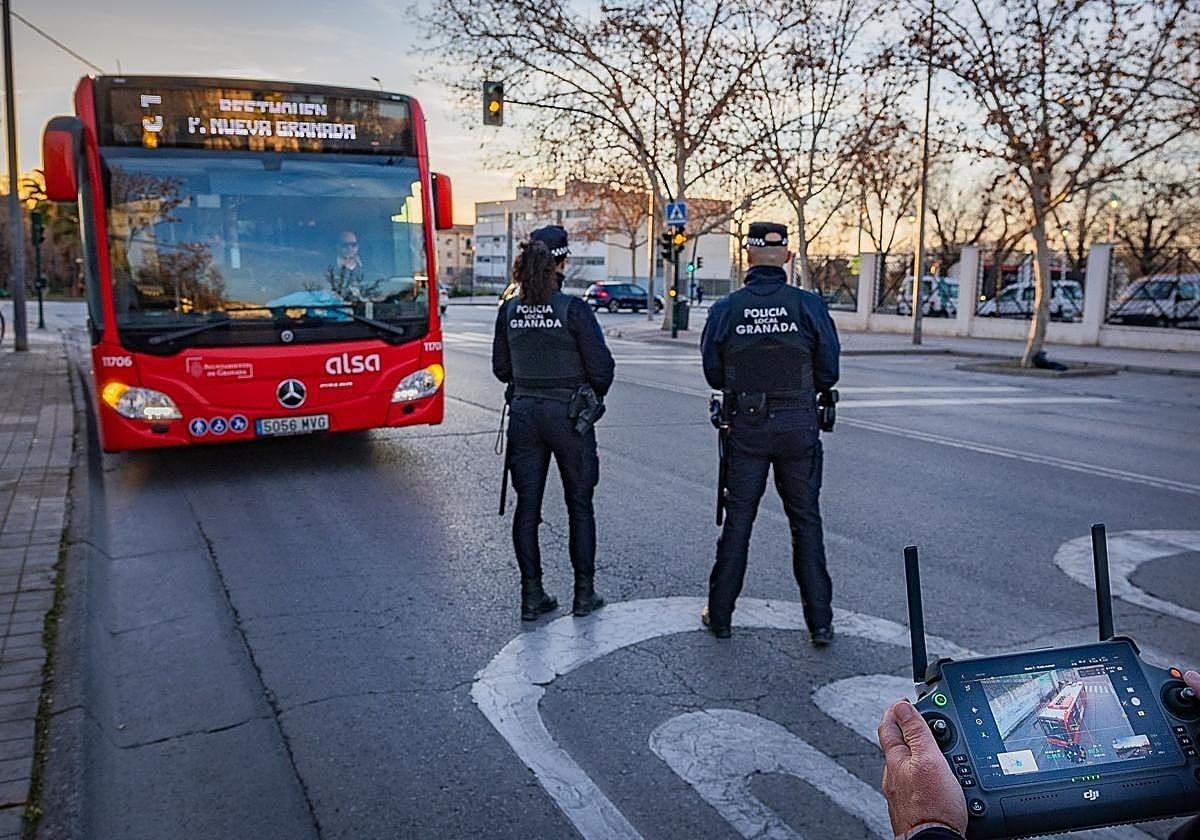 Control de drones por parte de la Policía Local de Granada