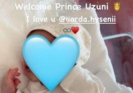 Bienvenida de Uzuni a su hijo en redes sociales.