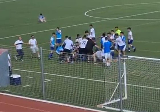 Un instante de la pelea entre juveniles en Albolote.
