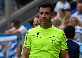 El colegiado Cid Camacho, en La Rosaleda.