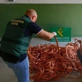 Cable recuperado en una operación de la Guardia Civil.