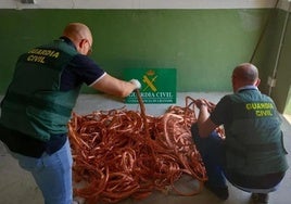 Cable recuperado en una operación de la Guardia Civil.