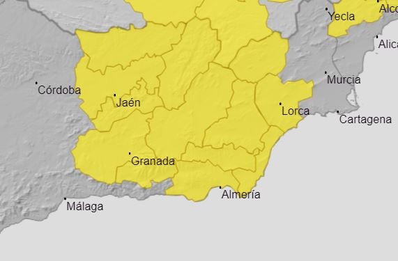 Aviso amarillo en Andalucía.