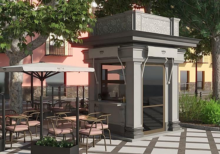Así quedará el quiosco de la plaza de la Trinidad convertido en el nuevo Seda café.
