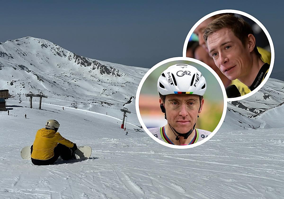 Los rostros de Tadej Pogacar y Jonas Vingegaard, junto a una imagen de Sierra Nevada.