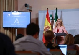 Carolina España, en su comparecencia tras el Consejo de Gobierno de la Junta.