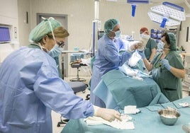 Intervención en un quirófano del hospital Clínico San Cecilio de Granada.