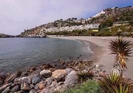 La cala tiene 250 metros de longitud y unos arrecifes repletos de corales.