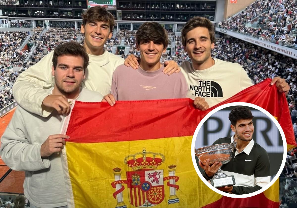 Gonzalo Villar, en el centro, junto a otra imagen de Carlos Alcaraz.