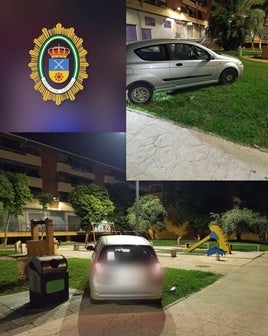 Coche aparcado en mitad de un parque de Maracena.