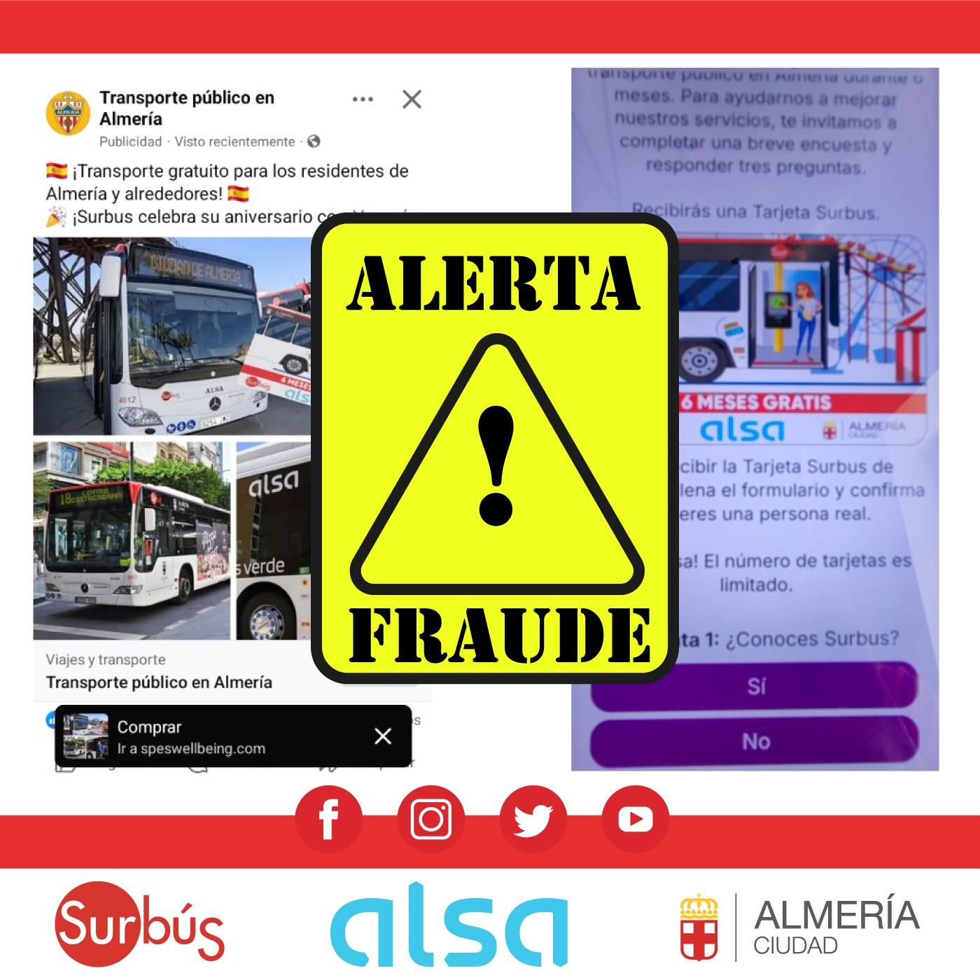 Imagen compartida por Surbus para alertar del fraude.