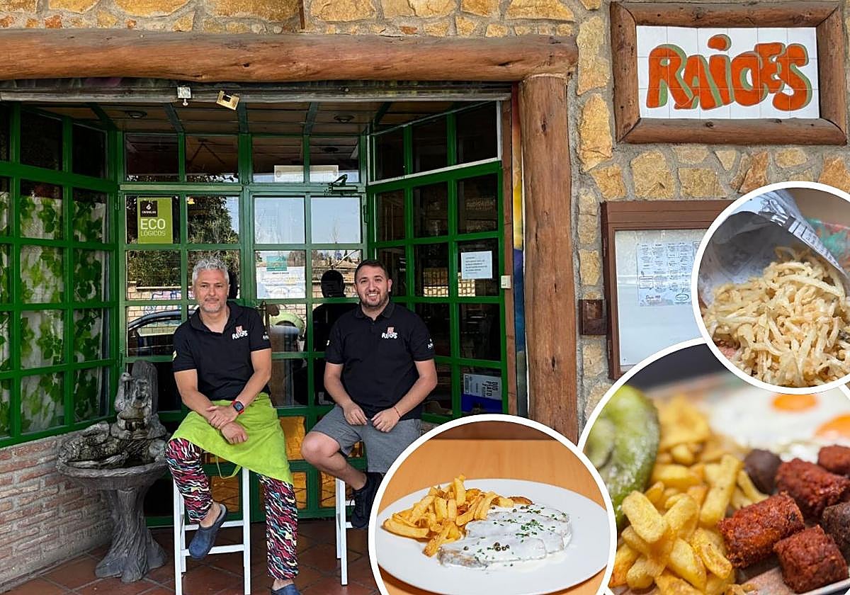 David Benticuaga y Yeray Nievas en la puerta de Raíces.