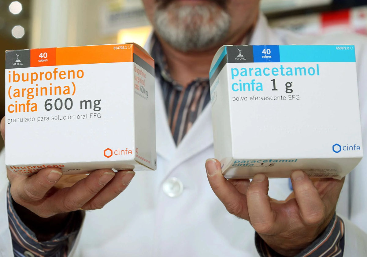 Caja de ibuprofeno y paracetamol.