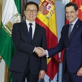 El presidente de la Junta de Andalucía, Juanma Moreno, recibe en San Telmo al vicepresidente de la República Popular China, Han Zheng