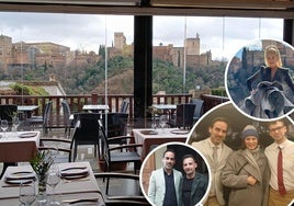 Salón interior del restaurante con vistas a la Alhambra.
