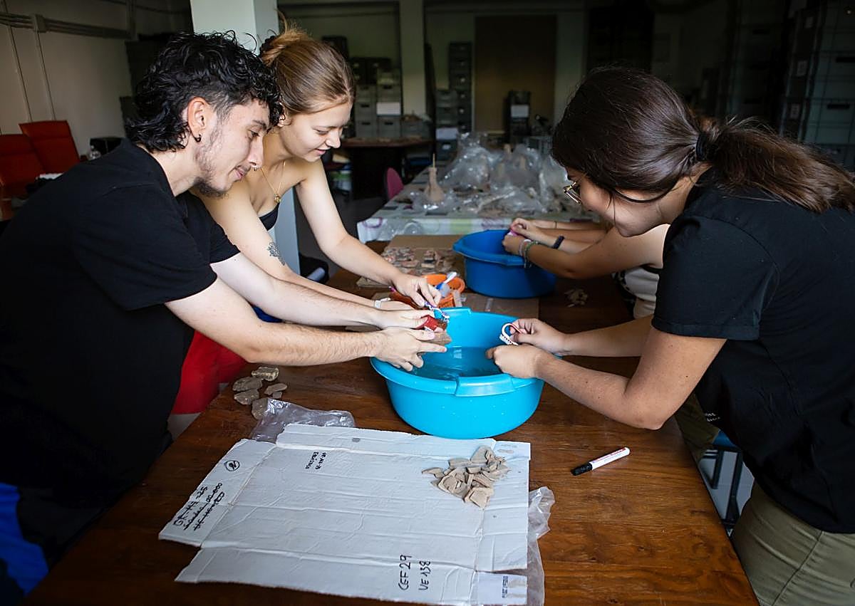 Imagen secundaria 1 - Limpiando y clasificando los restos en el laboratorio. 