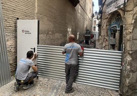 Preparación de la vía para comenzar hoy los trabajos.