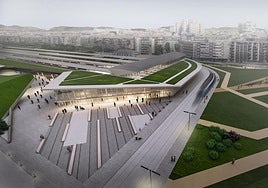 Fachada sur de la futura estación de Andaluces, según la propuesta del Ministerio de Transportes.