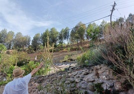 Estado en el que se encuentra uno de los postes del tendido en el Barranco del Abogado.