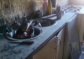 Estado en el que quedó la cocina del piso.