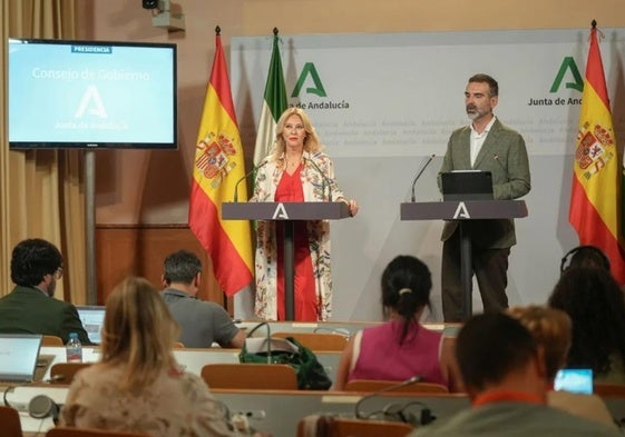 Los consejeros Carolina España y Ramón Fernández-Pacheco, tras el Consejo de Gobierno de este miércoles.