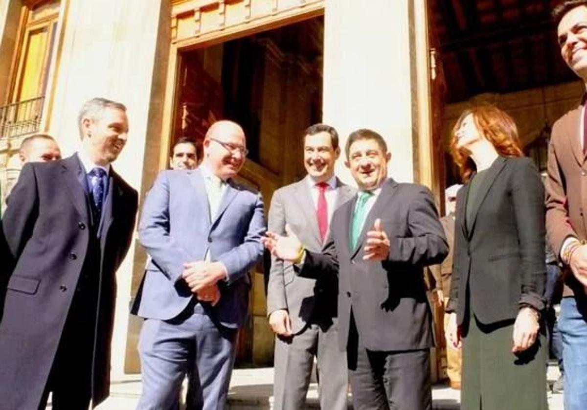 Visita del presidente de la Junta a la Diputación de Jaén en febrero de 2019.