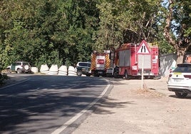 Bomberos y Guardia Civil en el lugar del accidente, en Carataunas.