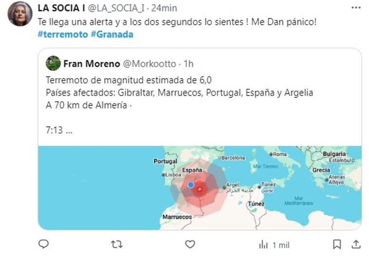 Decenas de reacciones en Almería y Granada por el terremoto del Mediterráneo