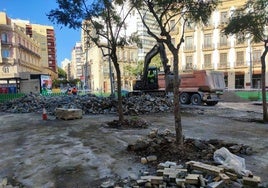 Imagen de archivo del inicio de las obras del Paseo de Almería.