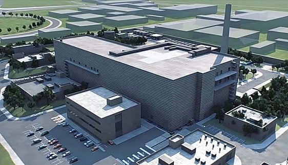 Recreación del edificio que albergará el acelerador de partículas IFMIF-DONES0 en Escúzar