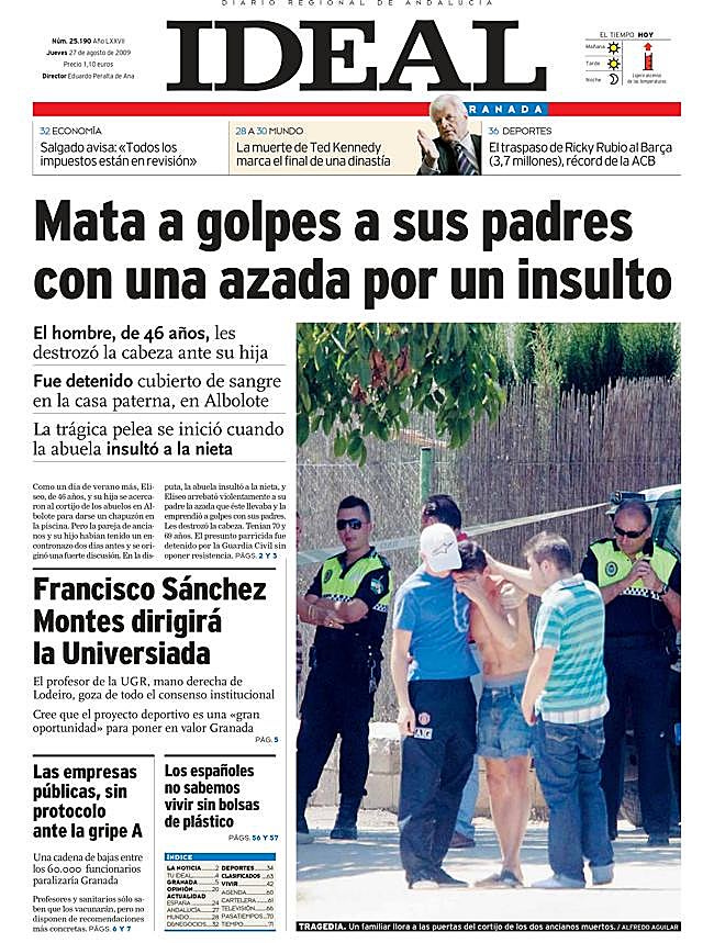 Portada de IDEAL al día siguiente del suceso.